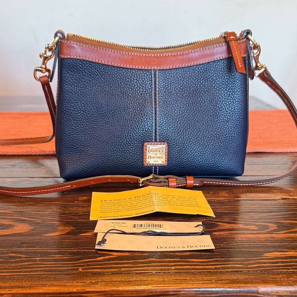 Dooney & Bourke Navy and Brown Crossbody Bag